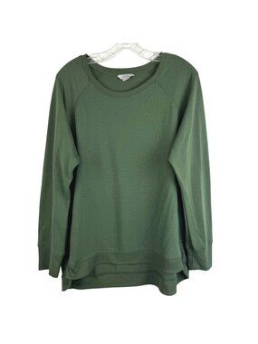 Danskin Olive Green Raglan Crewneck Sweatshirt XL High Low Split Side Hem VGUC